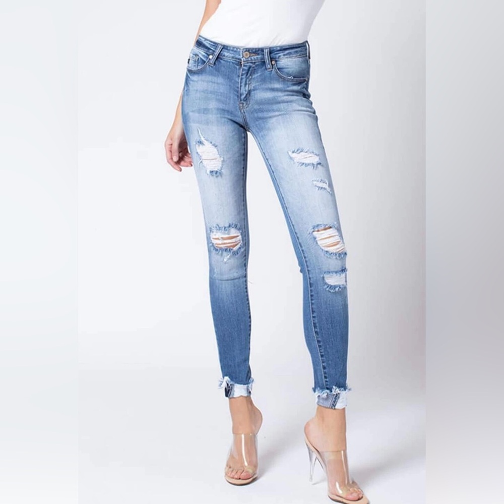 KANCAN - MID RISE SUPER SKINNY KC7103M  Stretch Distress Jeans